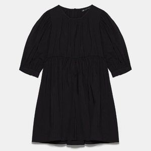 New Puffy Sleeved Dress Black Zara